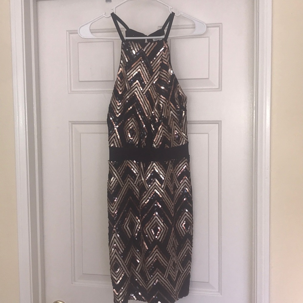 Charlotte Russe- Black, Copper & Gold sequin dress